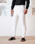 Luxury White Trousers Dubai. Black dress pants. Black Pants Dubai. White Formal Trouser. Gurkha Pants. Gurkha Trousers. White Tailored Trousers