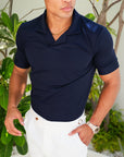 Navy Polo Dubai. Formal Navy Polo. Royal Blue Riva Polo. Blue resort polo. Navy Polo Shirt