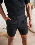 Luxury Black Shorts Dubai. Black dress shorts. Black shorts Dubai. White Formal Shorts. Gurkha Shorts. Gurkha Shorts. Black Tailored Shorts